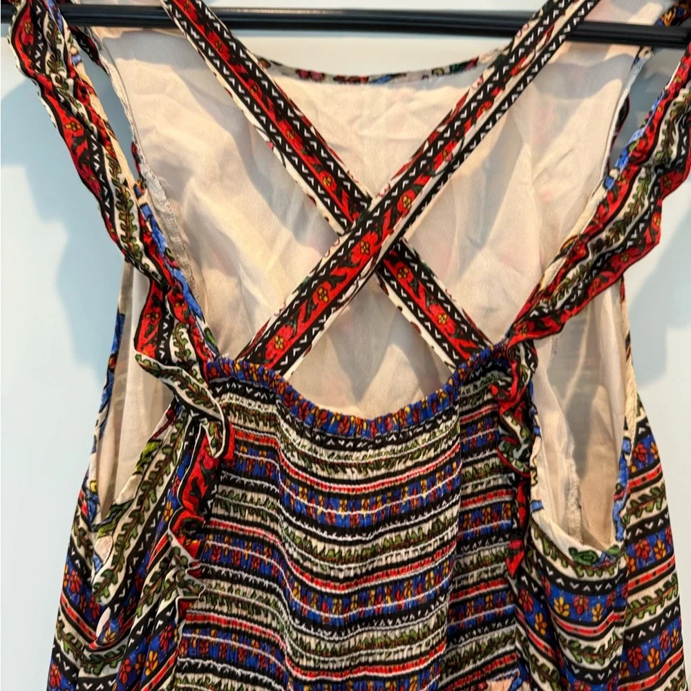 Vibrant Red and Orange Strapless Maxi Sundress for Resort Wear - Picture 6 of 8